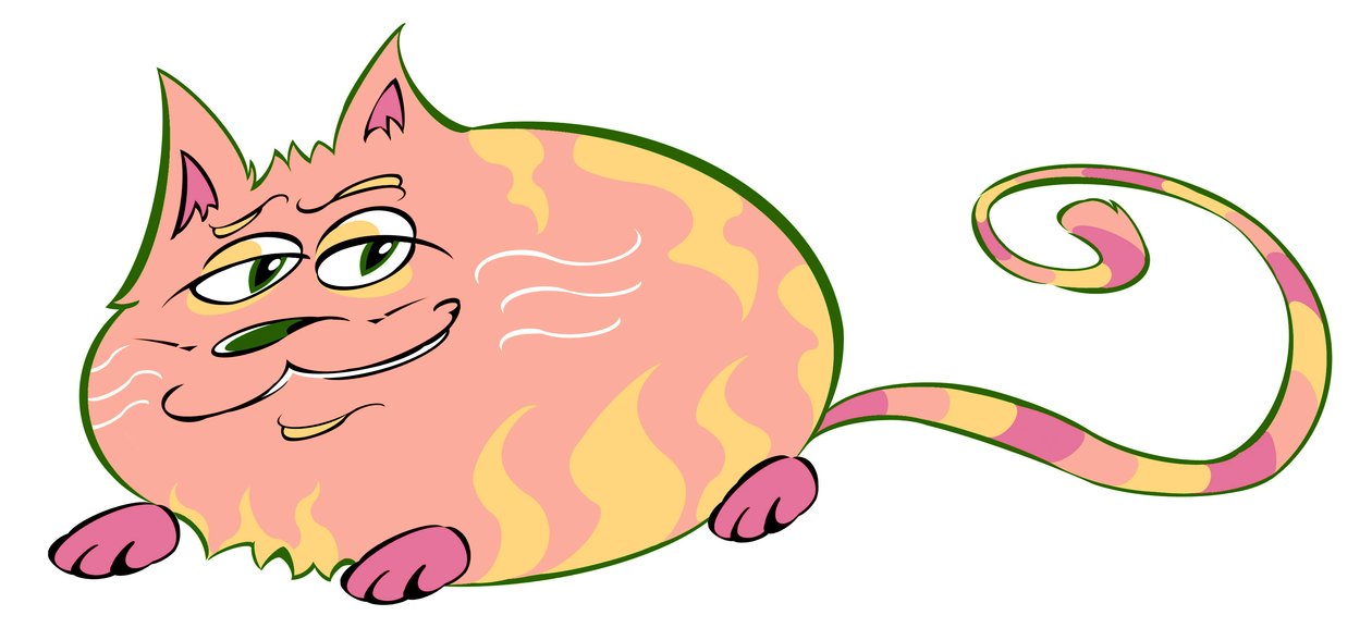 Kurvige Katze - Karikatur von Neale Osborne