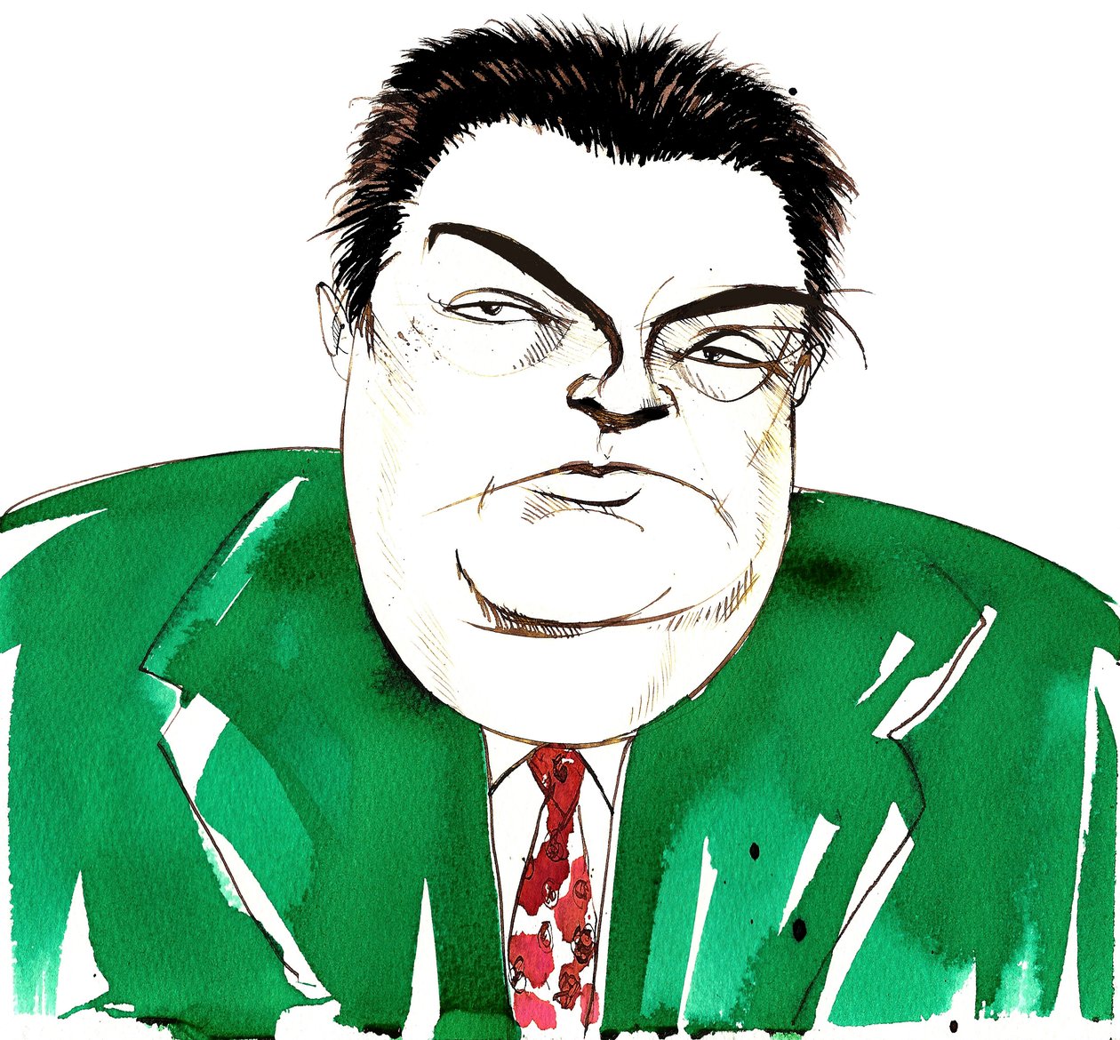 Darius Milhaud (1892 - 1974), französischer Komponist, Lehrer und Mitglied von Les Six; Karikatur von Neale Osborne