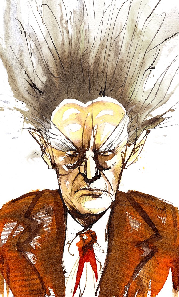 Edgard Varèse, amerikanischer Komponist französischer Herkunft (1883-1965); Karikatur von Neale Osborne