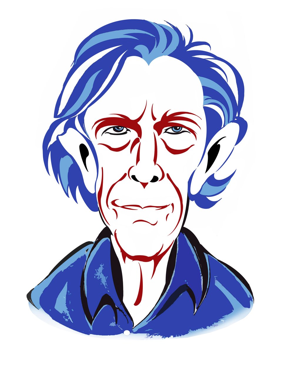 John Cage, Farbkarikatur von Neale Osborne