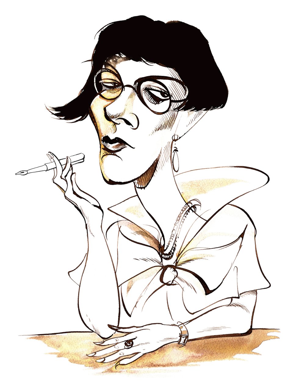 Sylvia Townsend Warner - Karikatur mit Stift von Neale Osborne