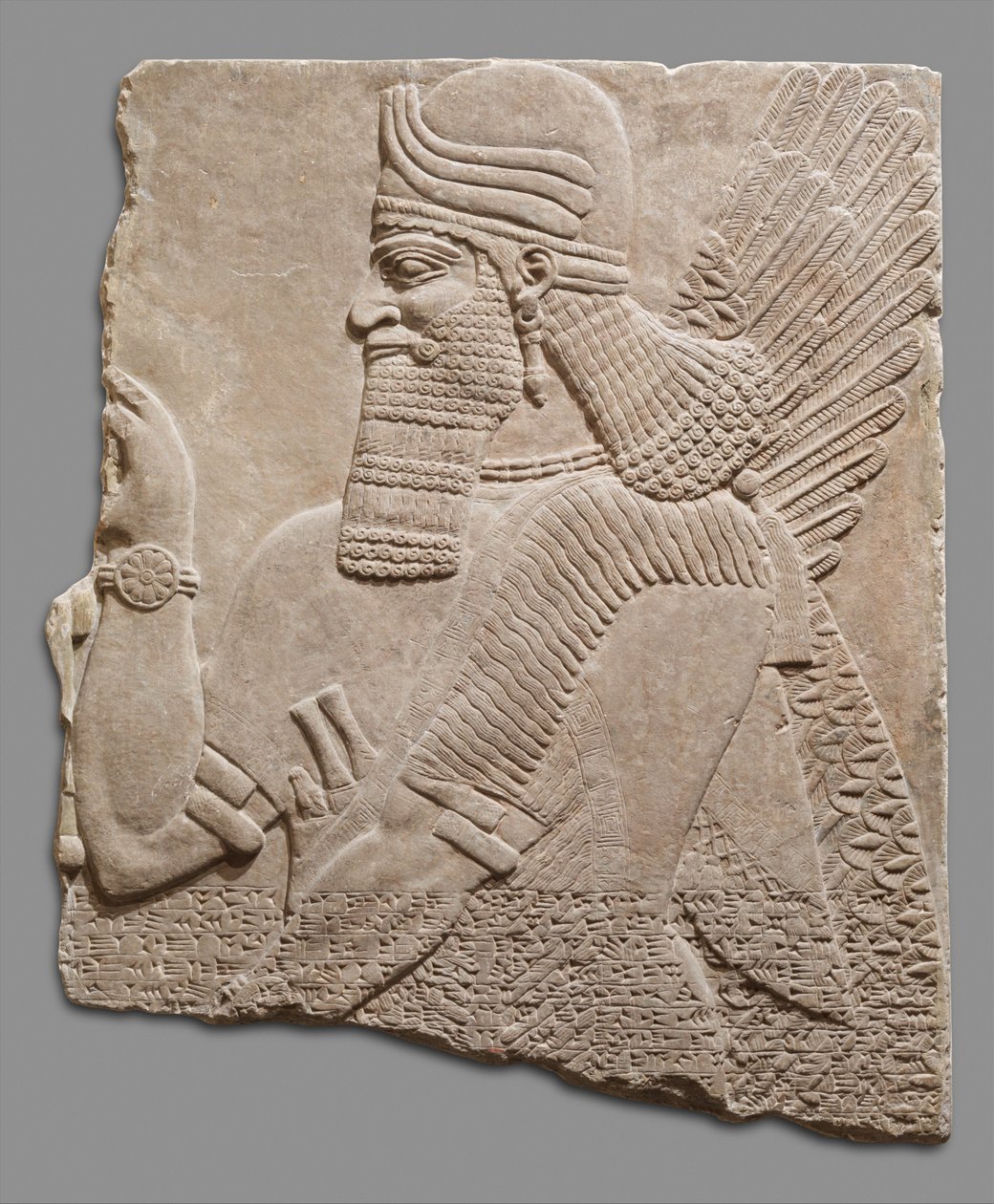 Relieftafel einer übernatürlichen Figur, ca. 883-59 v. Chr. (Gipsalabaster) von Neo Assyrian