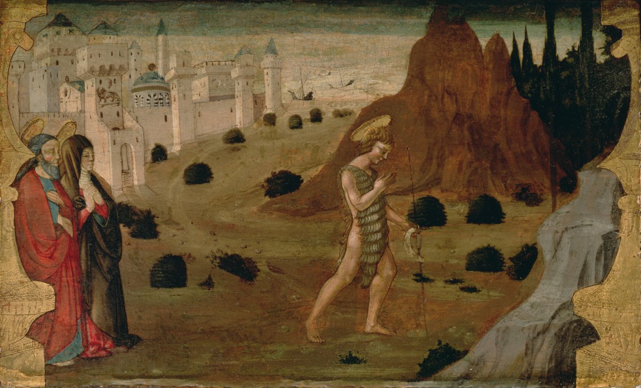 Der heilige Johannes der Täufer verlässt die Wüste von Neri di Bicci