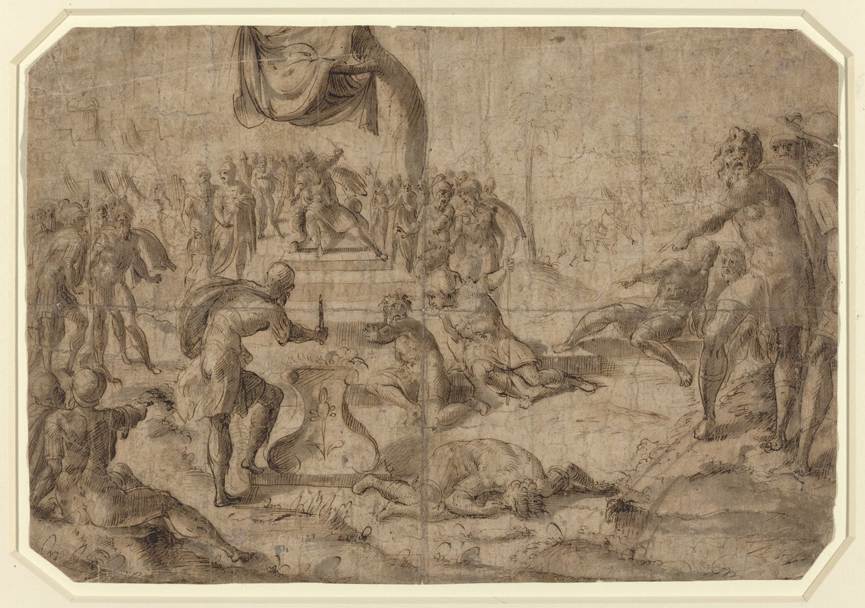Opferszene (Gaius Mucius Scaevola?) von Netherlandish 16th Century