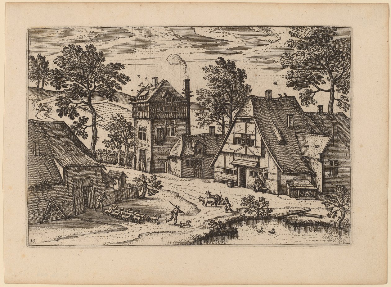 Dorf mit Teich von Netherlandish 16th Century
