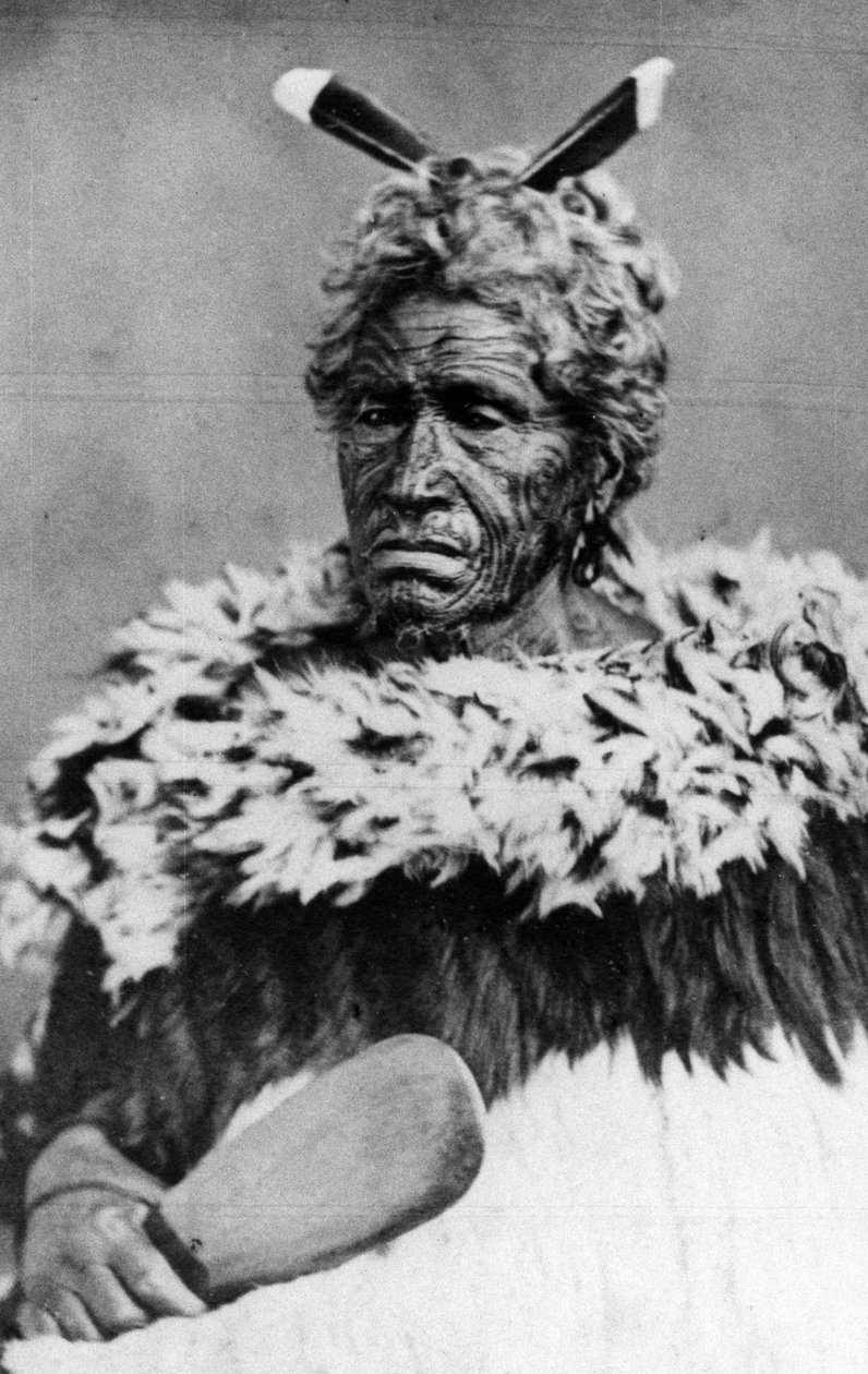 Porträt eines Maori-Mannes, vor 1880 von New Zealand Photographer