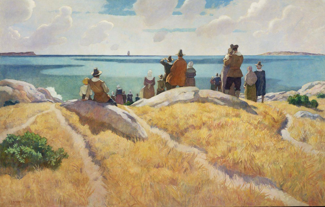 Die Abreise der Mayflower nach England im Jahr 1621, 1941 von Newell Convers Wyeth