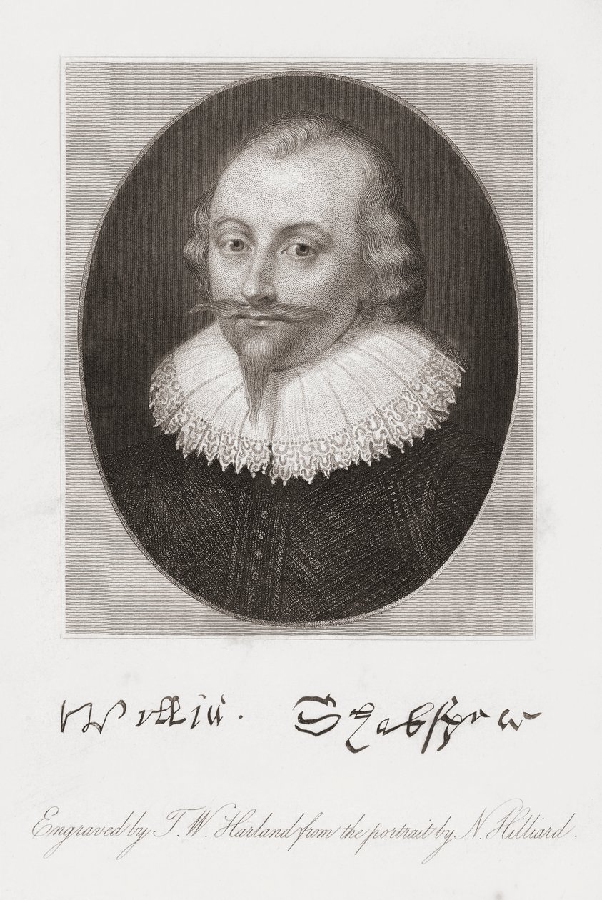 William Shakespeare. Porträt von Hilliard von Nicholas (after) Hilliard