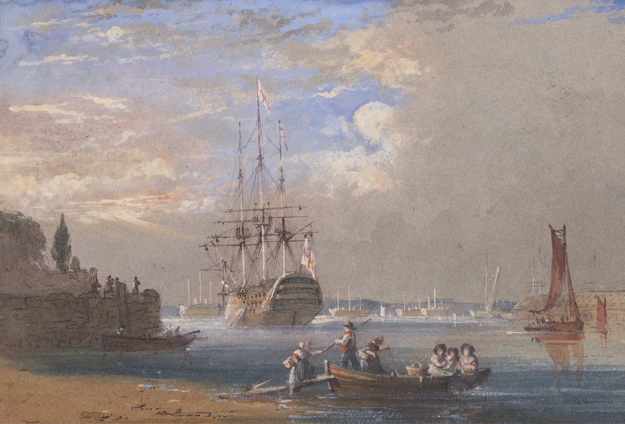 H.M.S. St. Vincent in Plymouth von Nicholas Condy