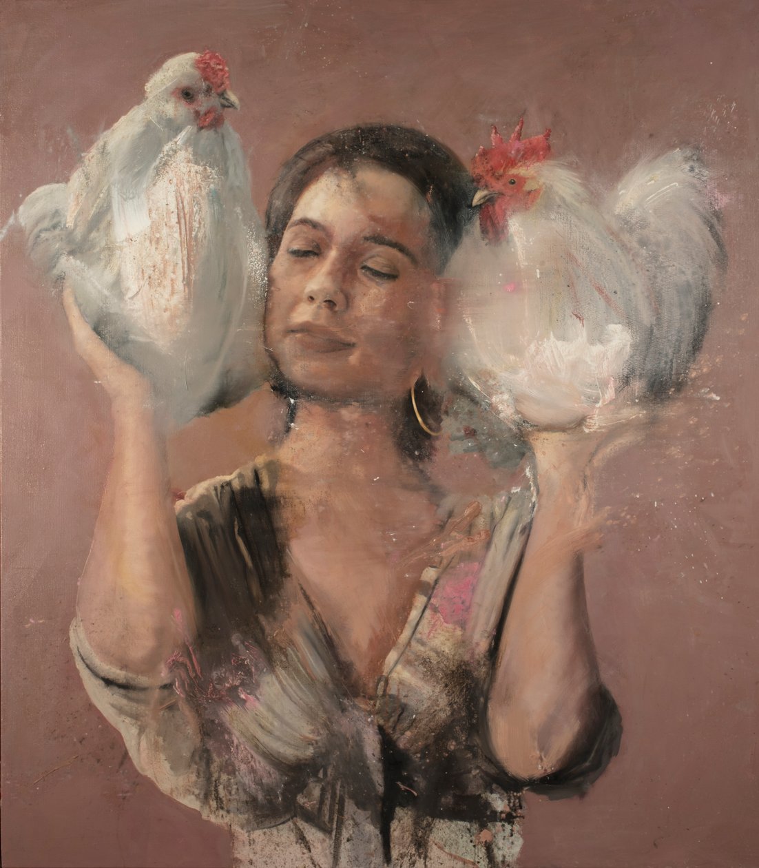 Mädchen mit Hähnen, 2018 von Nicola Pucci