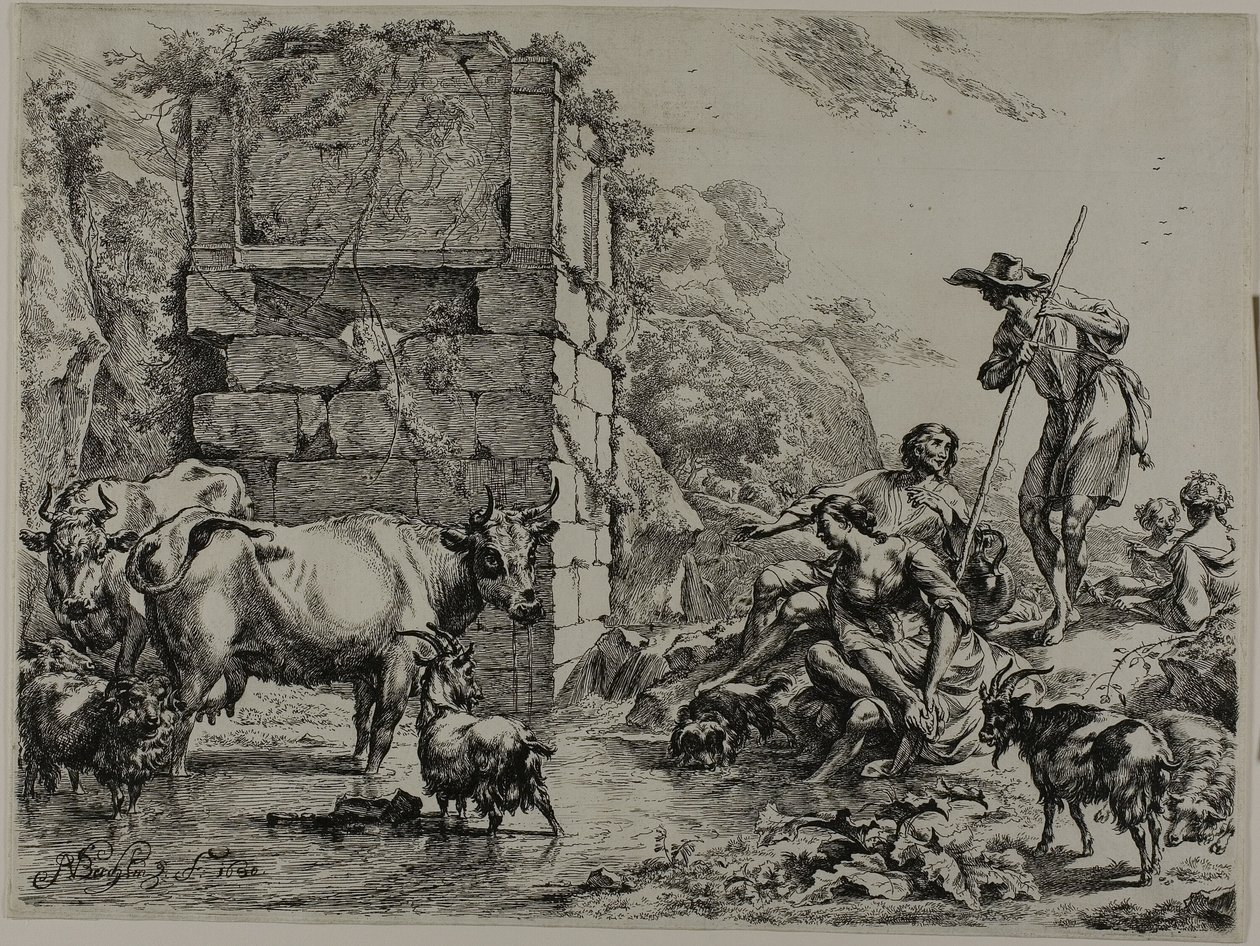 Kuh trinkt von Nicolaes Berchem