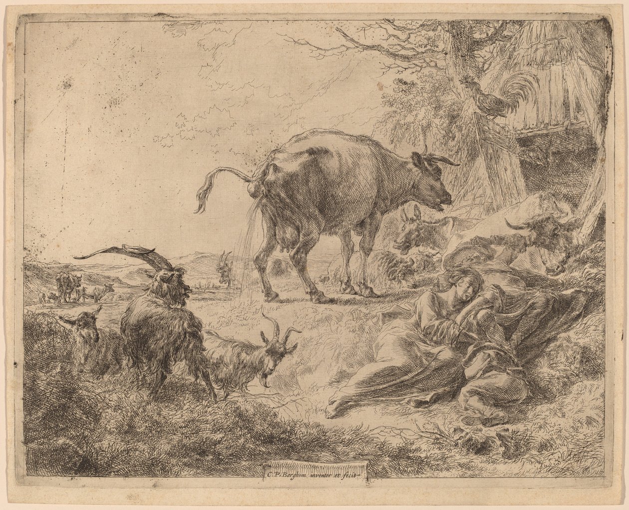 Pissende Kuh von Nicolaes Berchem
