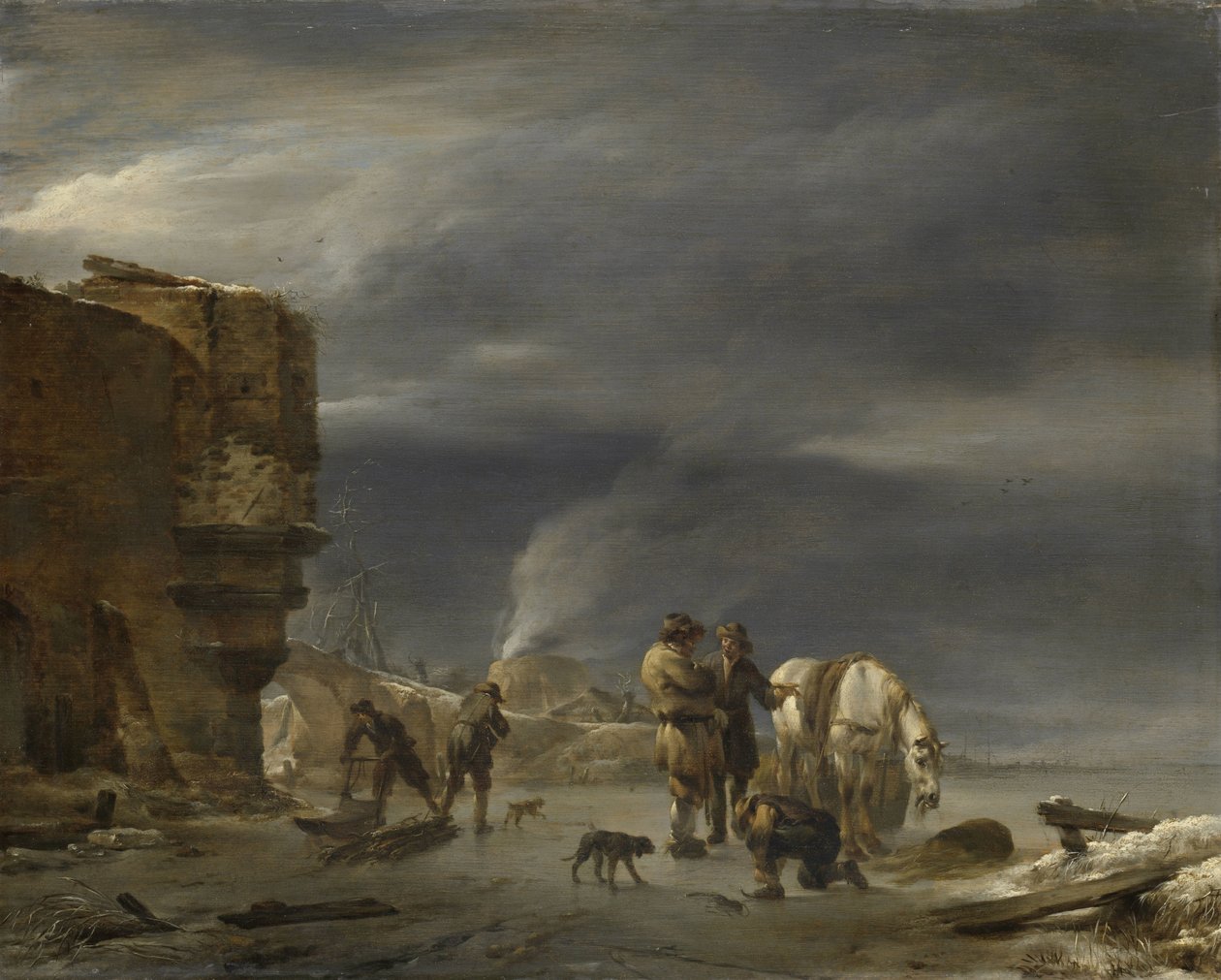 Auf dem Eis in der Nähe einer Stadt von Nicolaes Pietersz Berchem