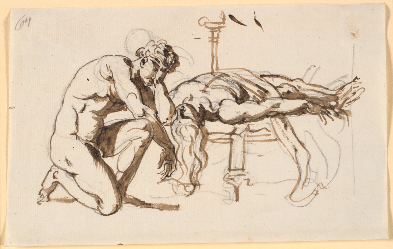 Achilles trauert um den Tod von Patroklos von Nicolai Abildgaard