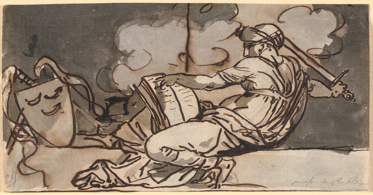 Liegende Frauenfigur, die die mohammedanische Religion symbolisiert von Nicolai Abildgaard