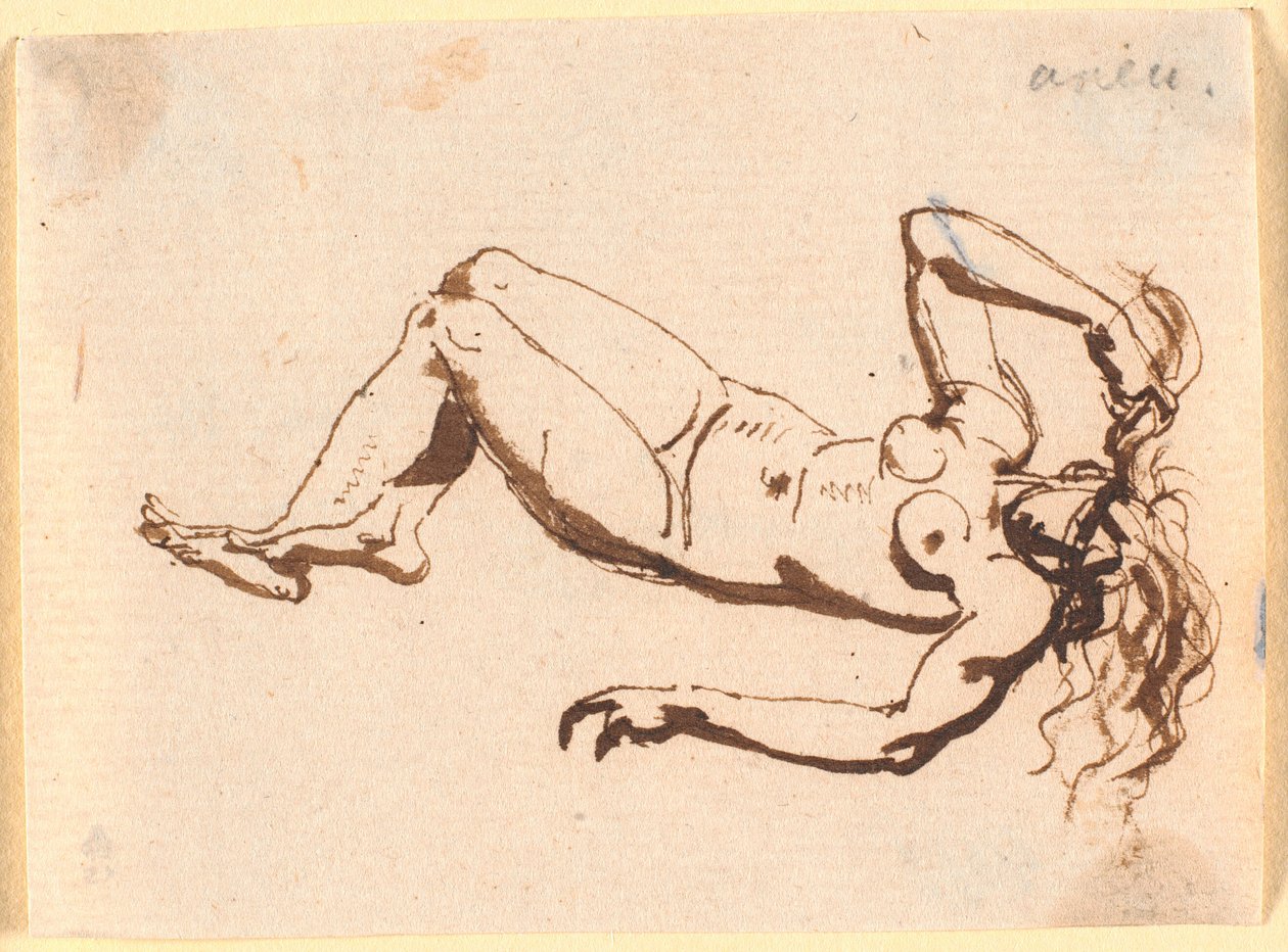 Nackte Frau, auf dem Rücken liegend von Nicolai Abildgaard