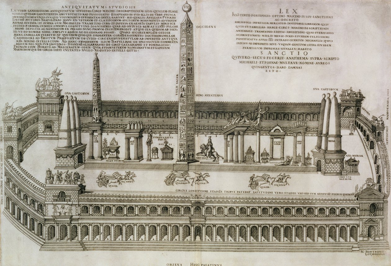 Plan des Circus Maximus, Rom, graviert vom Künstler, 1552 von Nicolas Beautrizet