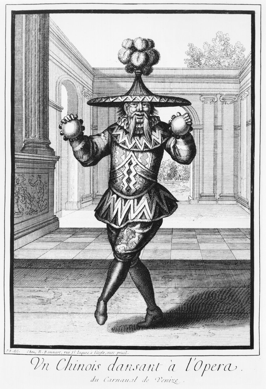 Ein chinesischer Mann tanzt in der Oper von Nicolas Bonnart