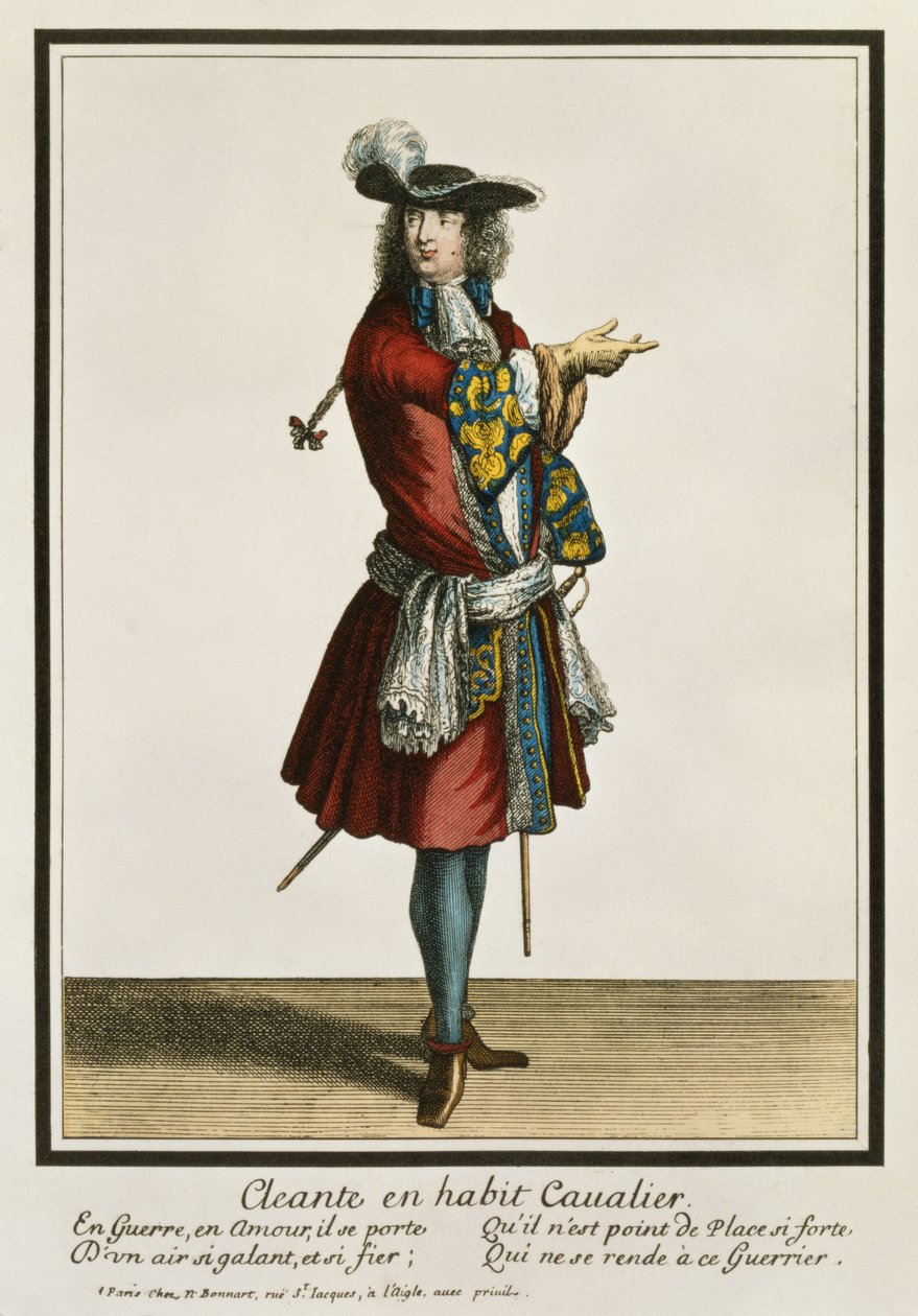 Cleante als Kavalier gekleidet, Modeplatte, ca. 1695 von Nicolas Bonnart