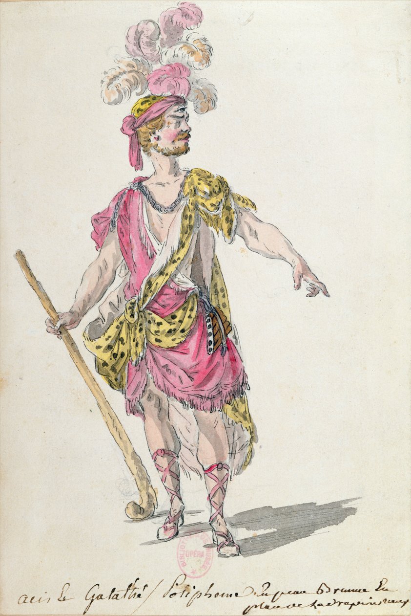 Kostümentwurf für eine Aufführung in Paris 1762 von Lullys Oper 