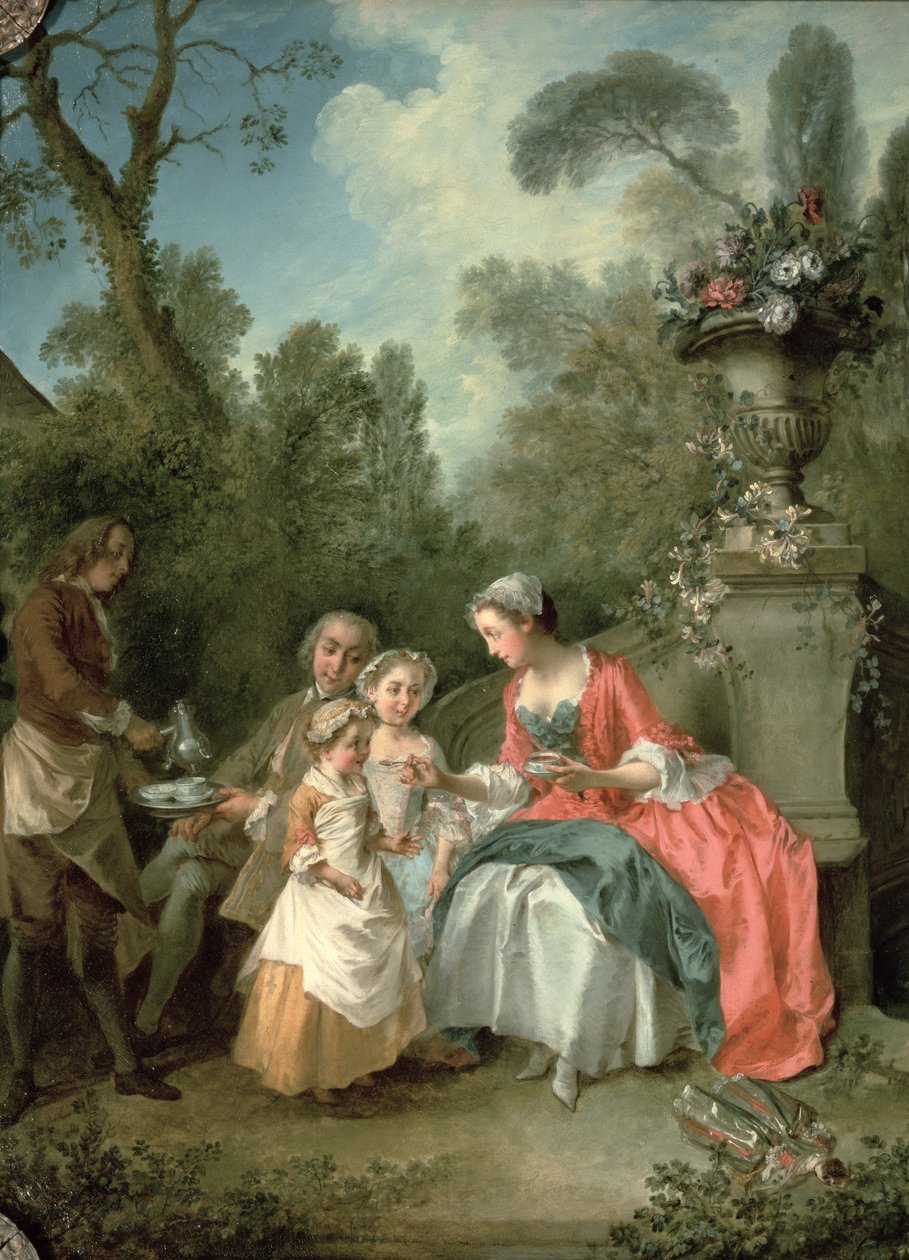 Eine Dame und ein Herr im Garten mit zwei Kindern, ca. 1742 (Detail) von Nicolas Lancret
