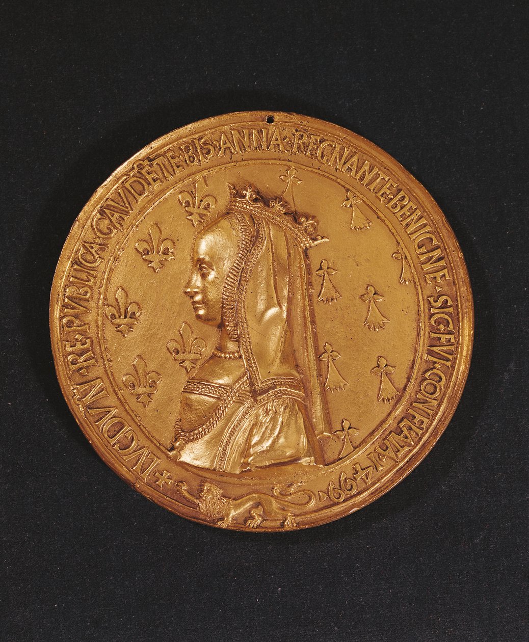 Medaille mit Anne von Bretagne (1477-1514), Herzogin von Bretagne, 1498-1514 von Nicolas and Saint Priest, Jehan de Le Clerc