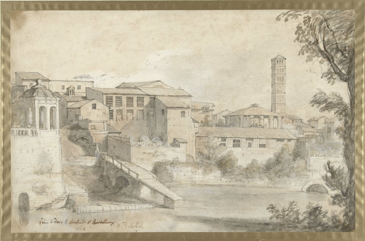 Tiberinsel mit dem Kloster San Bartolommeo von Nicolas Delobel