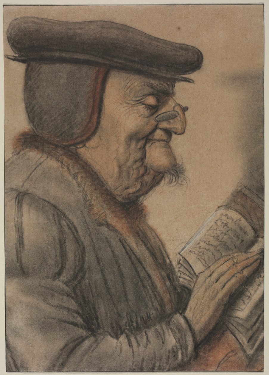Älterer Mann, der ein Buch liest von Nicolas Lagneau