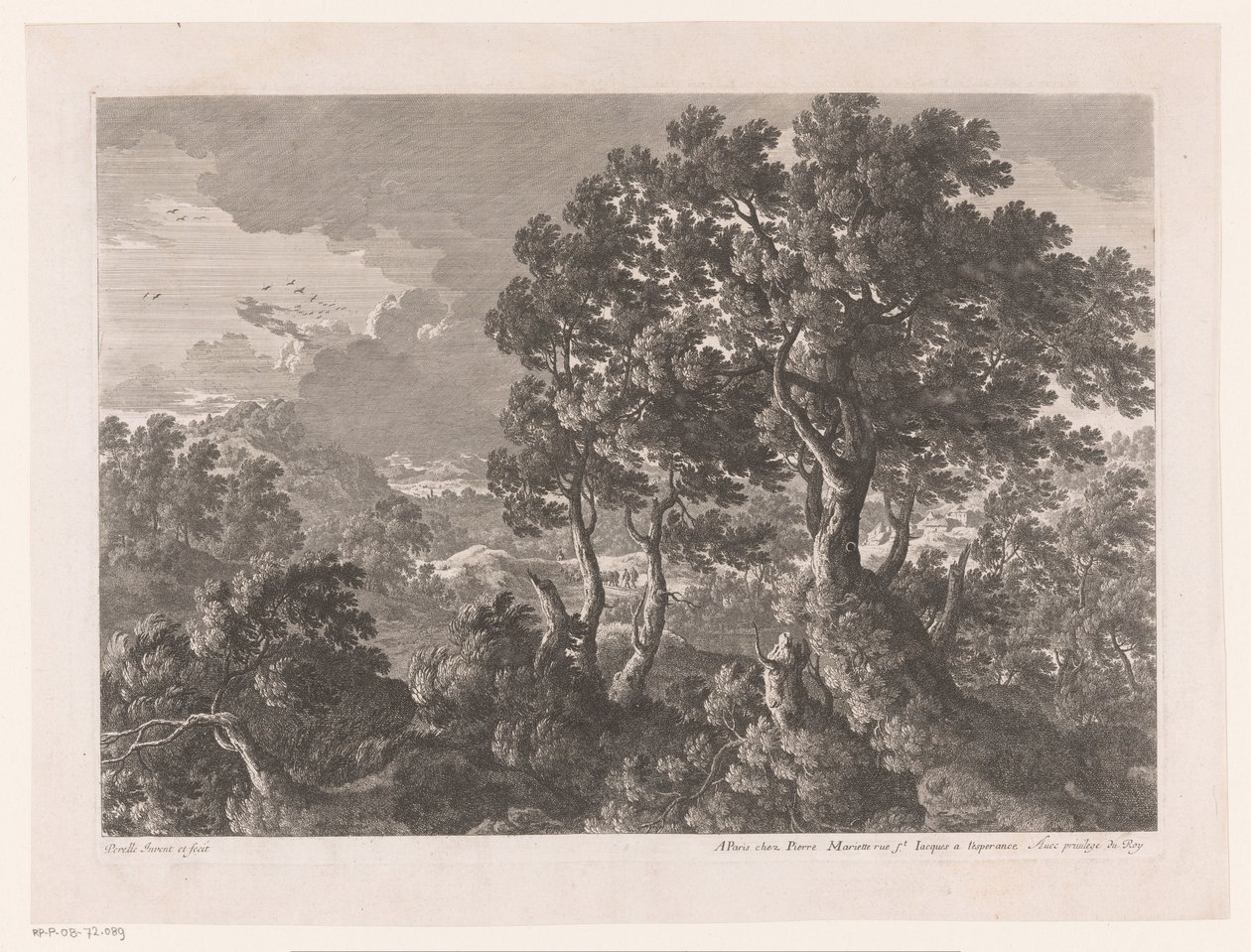 Hügellandschaft mit Bäumen von Nicolas Perelle