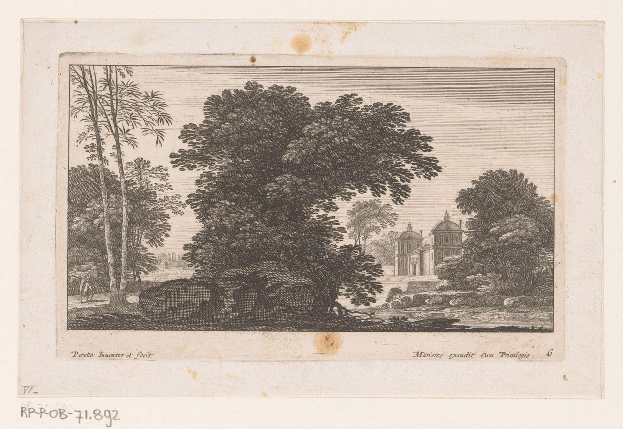 Landschaft mit Bäumen und Landhaus von Nicolas Perelle