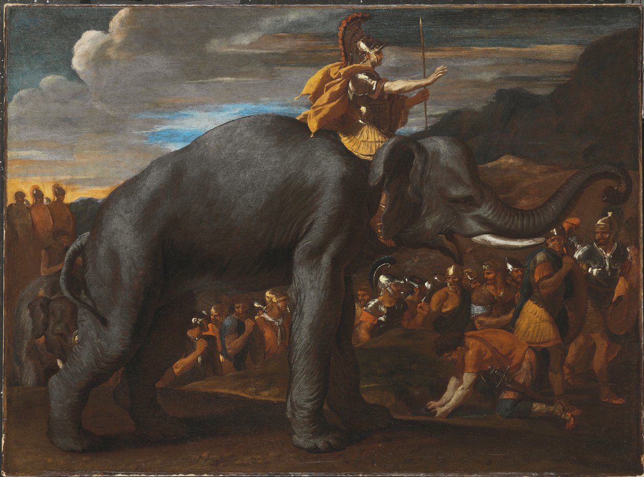 Hannibal überquert die Alpen auf einem Elefanten von Nicolas Poussin