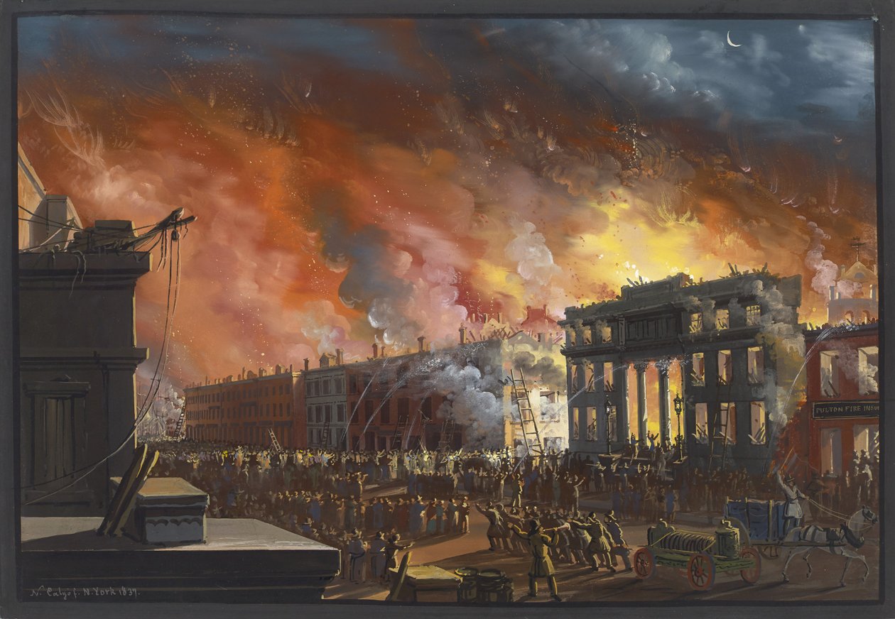 Ansicht des großen Feuers in New York, 1835 von Nicolino Calyo
