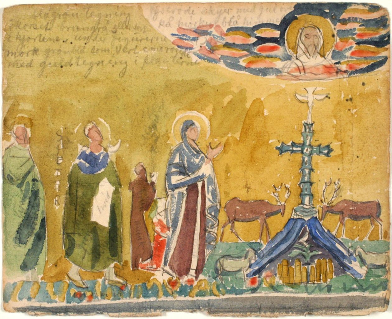 Kopie nach frühchristlicher Mosaik sowie Notizen von Niels Larsen Stevns