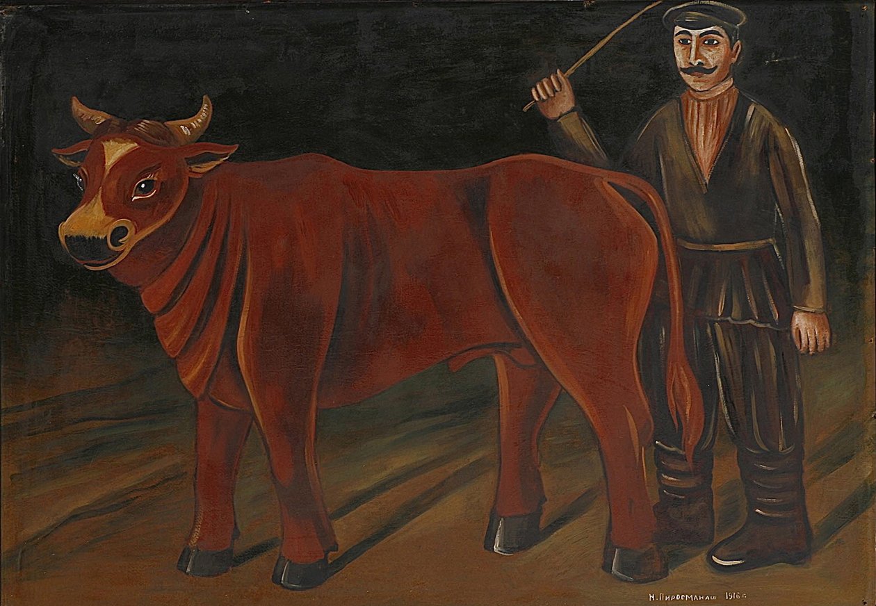 Bauer mit Stier von Niko Pirosmani