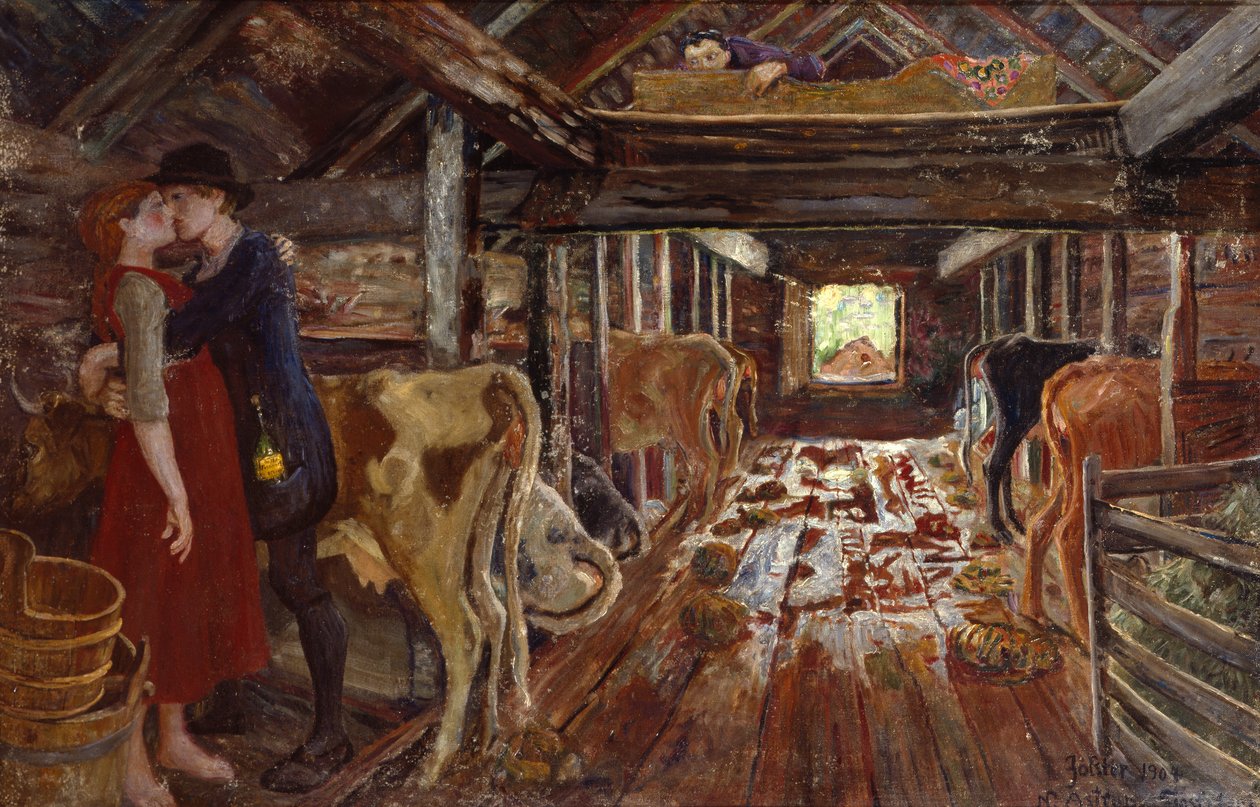 Heiratsantrag in der Scheune von Nikolai Astrup