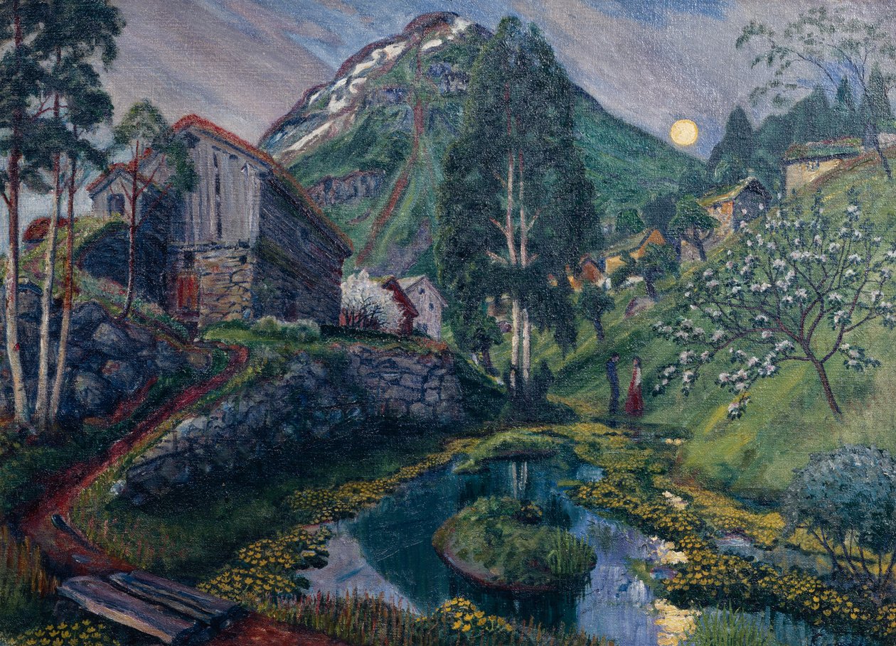 Mondlicht im Dvergs-Tal, ca. 1915 von Nikolai Astrup