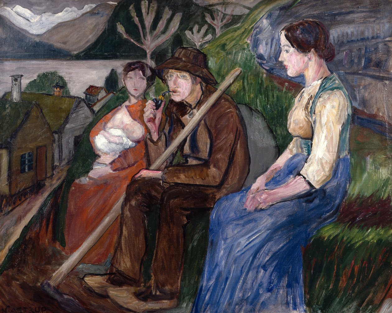 Selbstporträt zu Hause (im Hof) von Nikolai Astrup