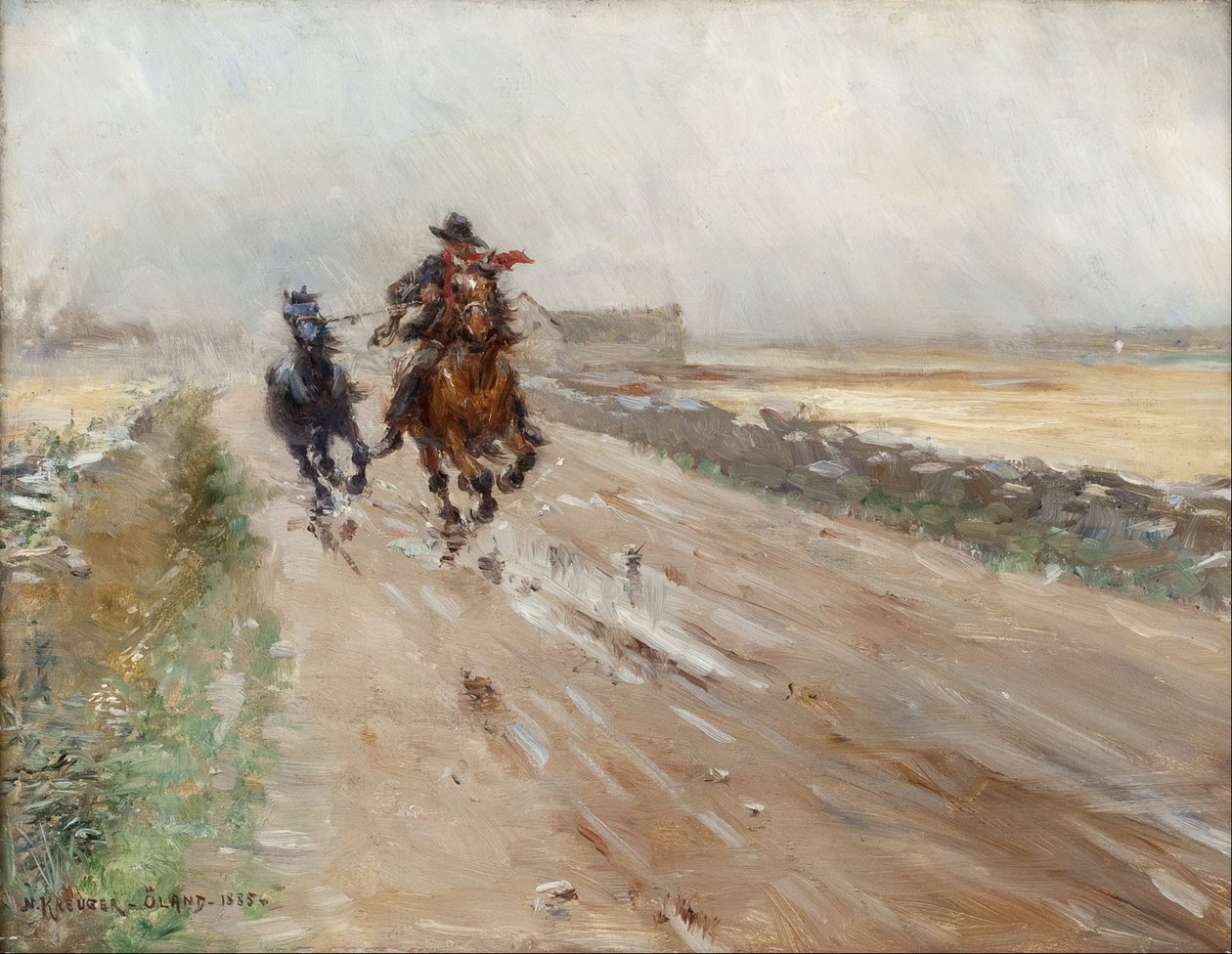Landschaft von Öland, Zigeuner auf einem Pferd von Nils Kreuger