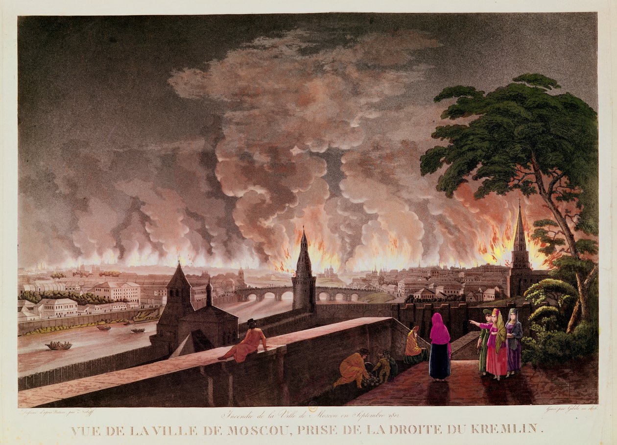 Feuer in Moskau, September 1812, graviert von Gibele, 1816 von Notoff