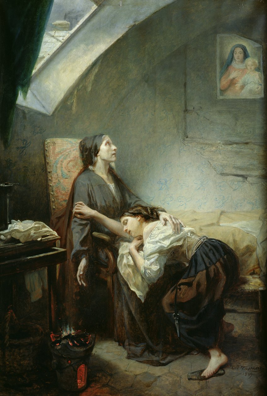 Die verarmte Familie oder Der Selbstmord, 1849 von Octave Tassaert