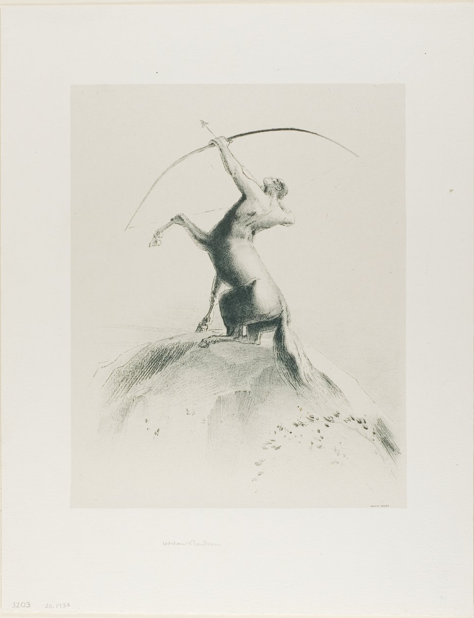 Zentaur, der auf die Wolken zielt von Odilon Redon
