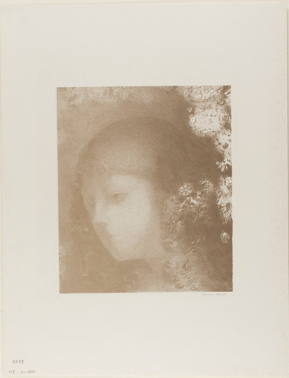 Kinderkopf mit Blumen von Odilon Redon