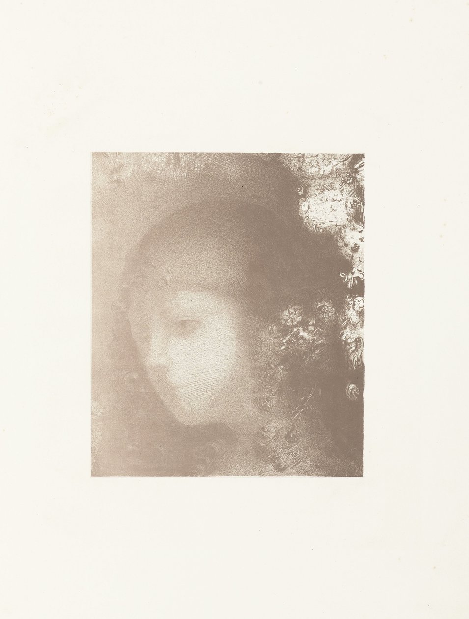 Kinderkopf mit Blumen von Odilon Redon