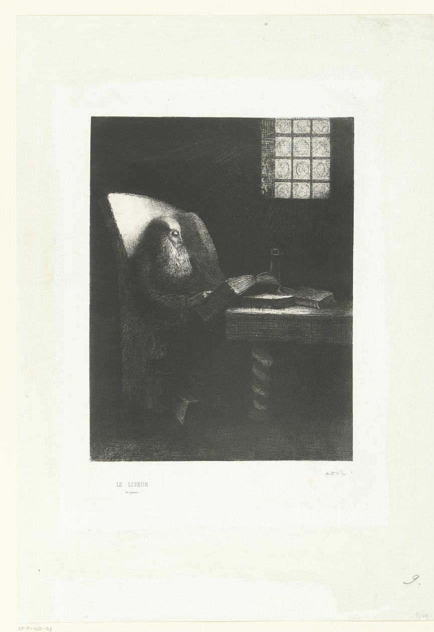 Der Leser, 1892 (Druck) von Odilon Redon