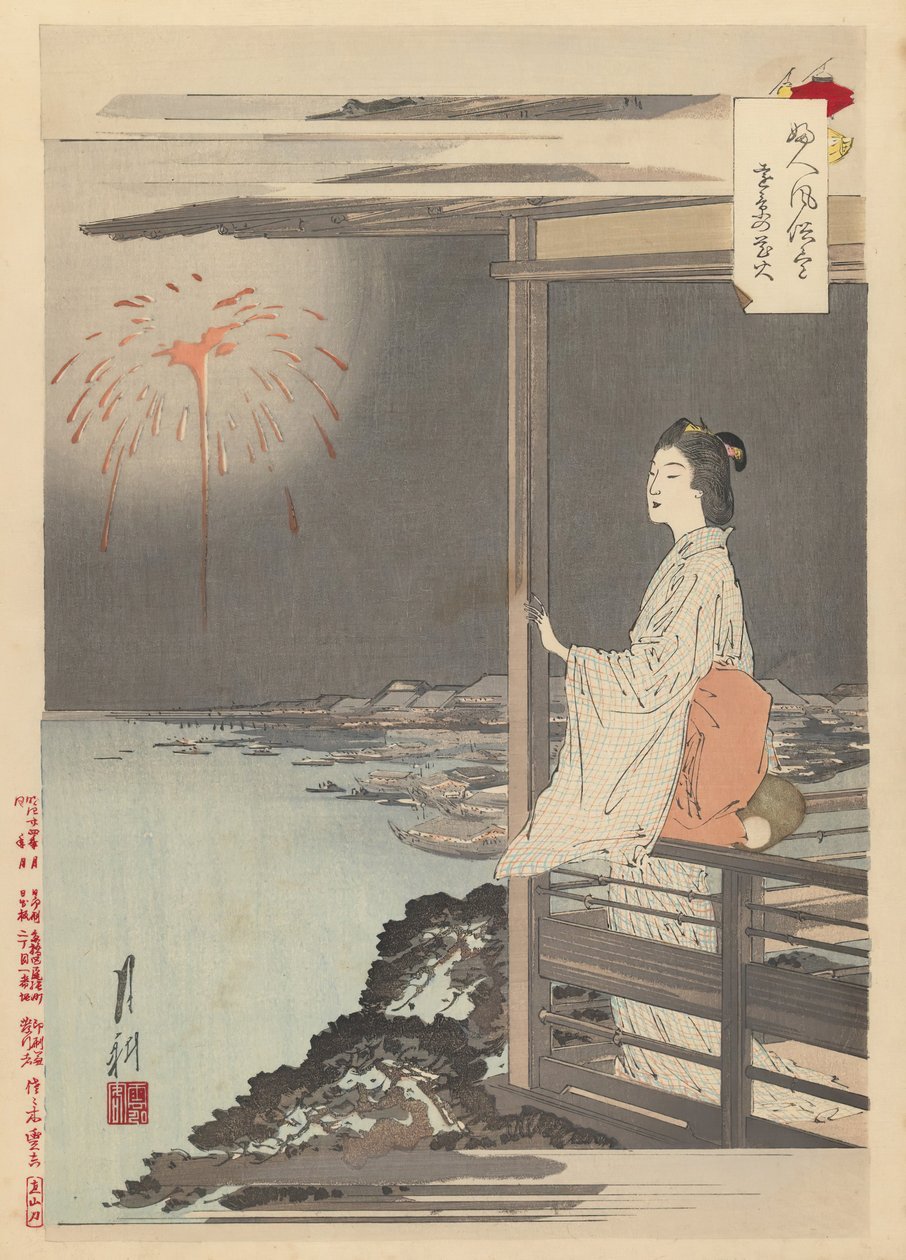 Feuerwerk in der Ferne von Ogata Gekko