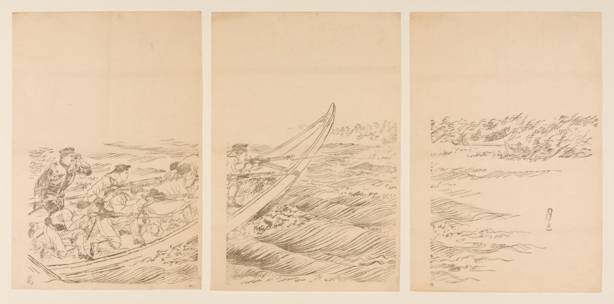 Ein Konflikt am Yalu-Fluss von Ogata Gessan
