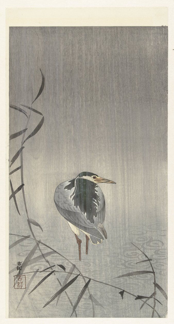 Ente im Regen von Ohara Koson