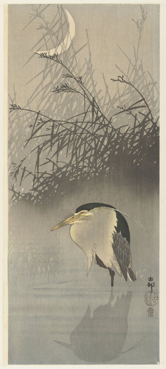 Reiher bei Neumond von Ohara Koson