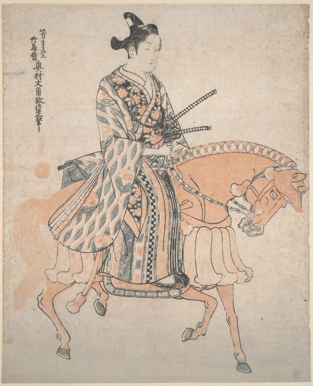 Edelmann auf einem Pferd von Okumura Masanobu