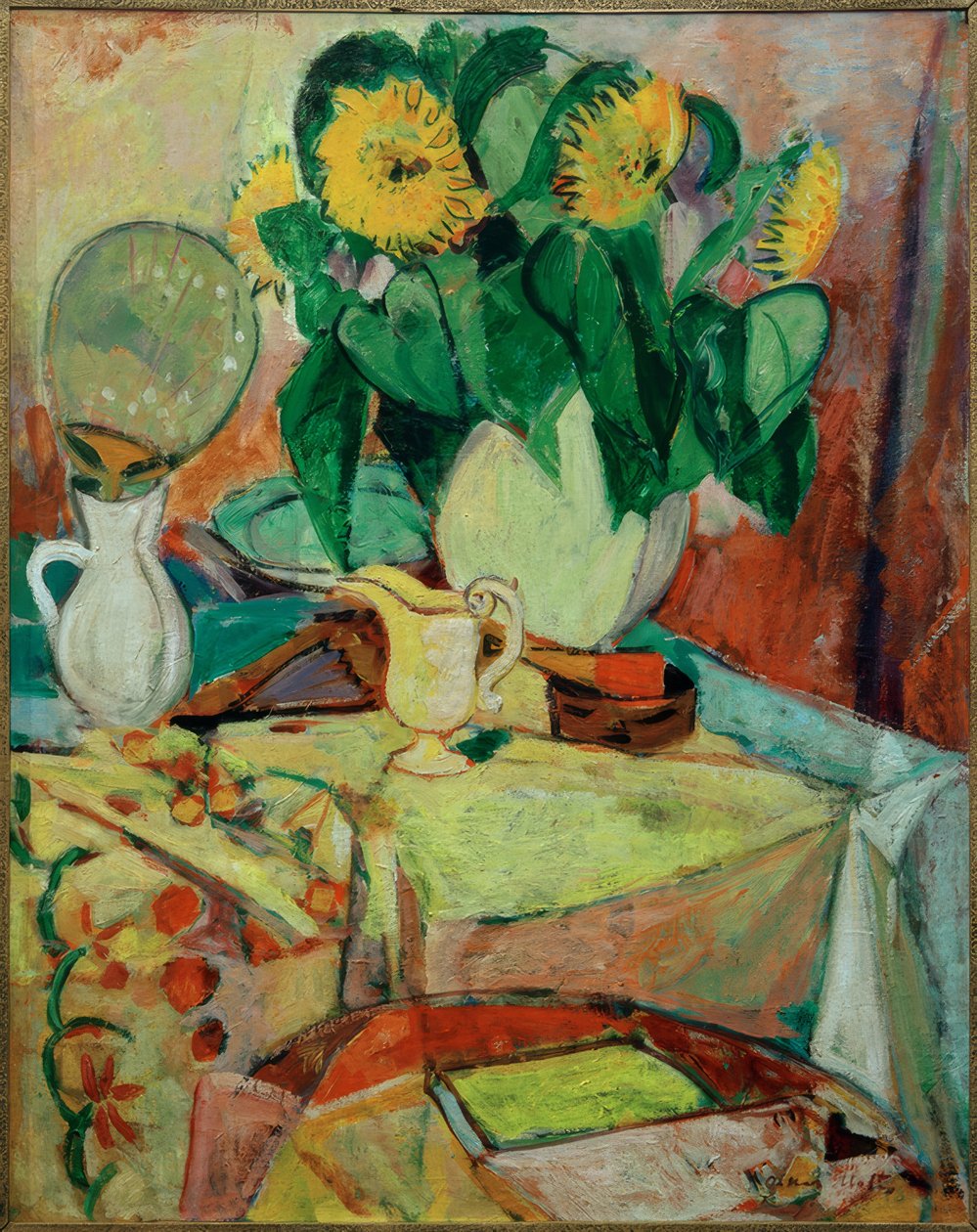 Stilleben mit Sonnenblumen von Oskar Moll